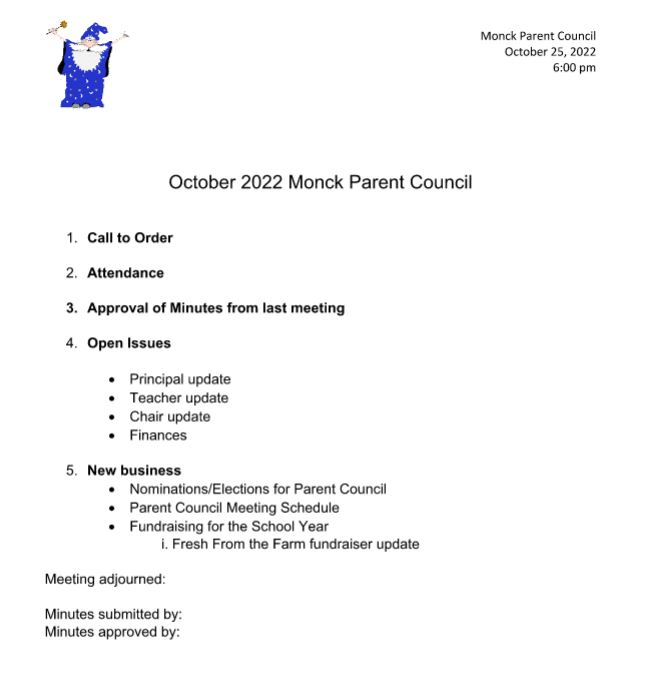 Parent Council – Monck Public School